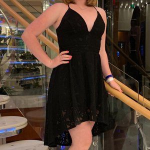 Black Lace Hi Low Dress